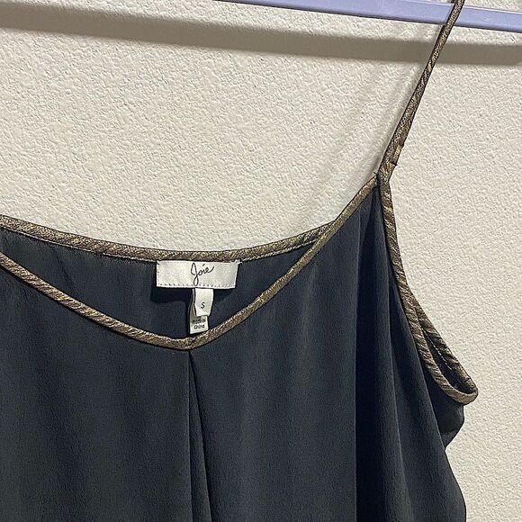 Joie Celimene Black Silk Metallic Trim Cami Top – Small - Picture 5 of 12